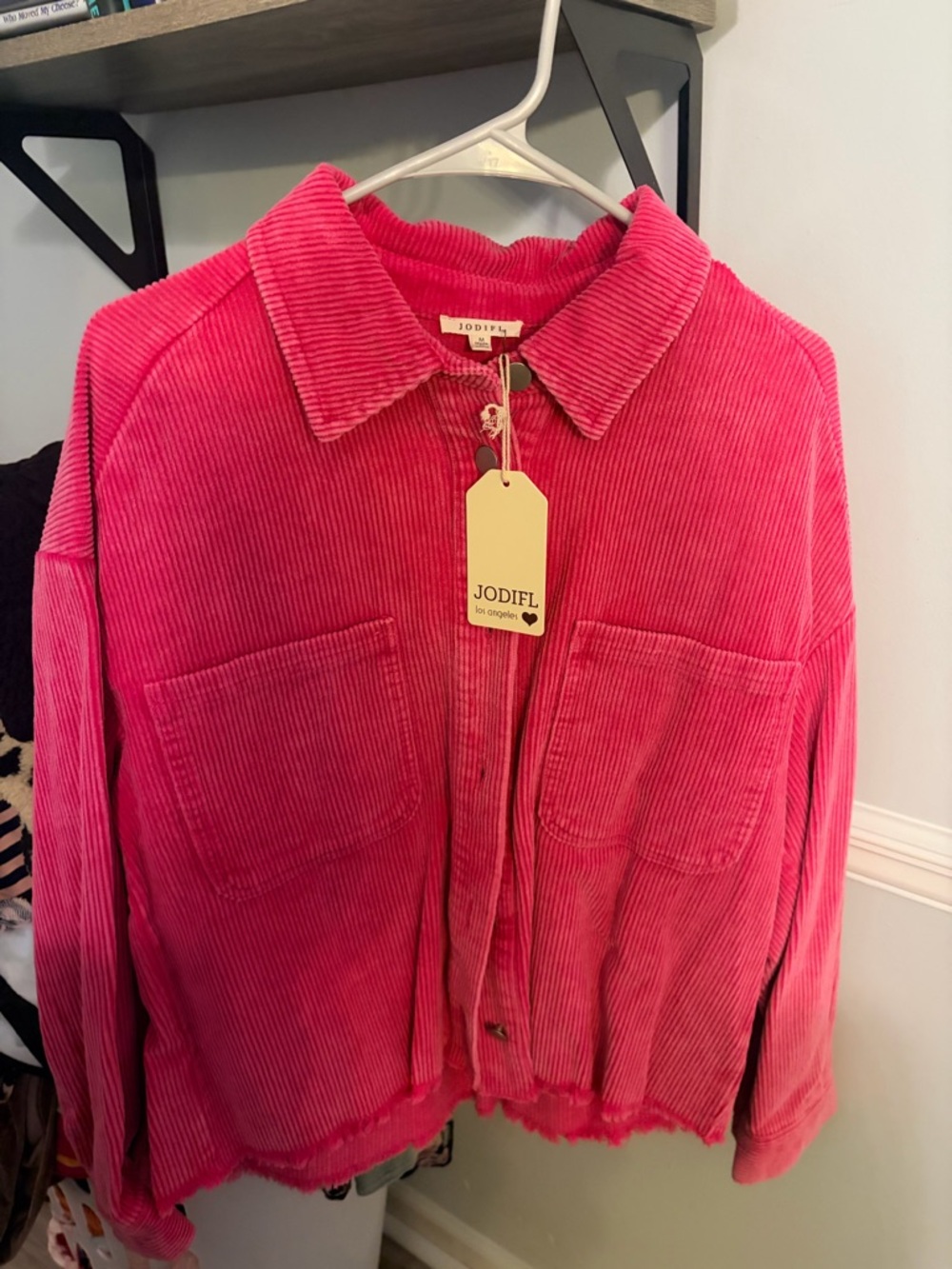 JODIFL Hot Pink Corduroy Shirt Jacket